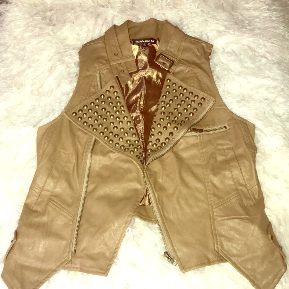 ANGL Faux Leather Biker Studded Vest
